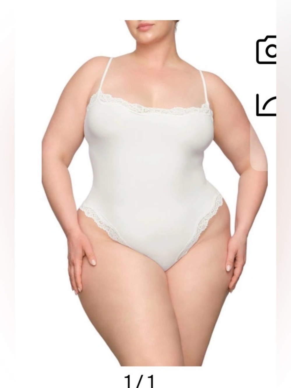 SKIMS COTTON LACE CAMI BODYSUIT STYLE: BD-THG-3796 COLOR: MARBLE SIZE: XL @